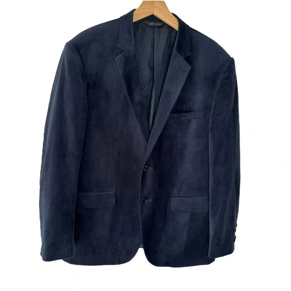 Gianna Uomo gold label‎ 42R blue velvet blazer/sports coat with elbow pads - Picture 1 of 8